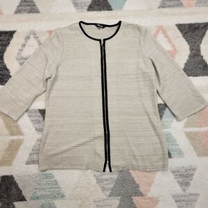 Mosook Beige Knit Sweater Cardigan Zip Size Medium
